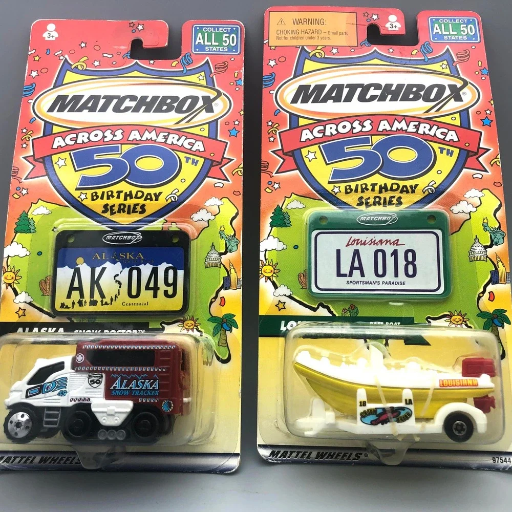 Matchbox Across America 50th Birthday Alaska Snow Doctor & Louisiana Raft Boat